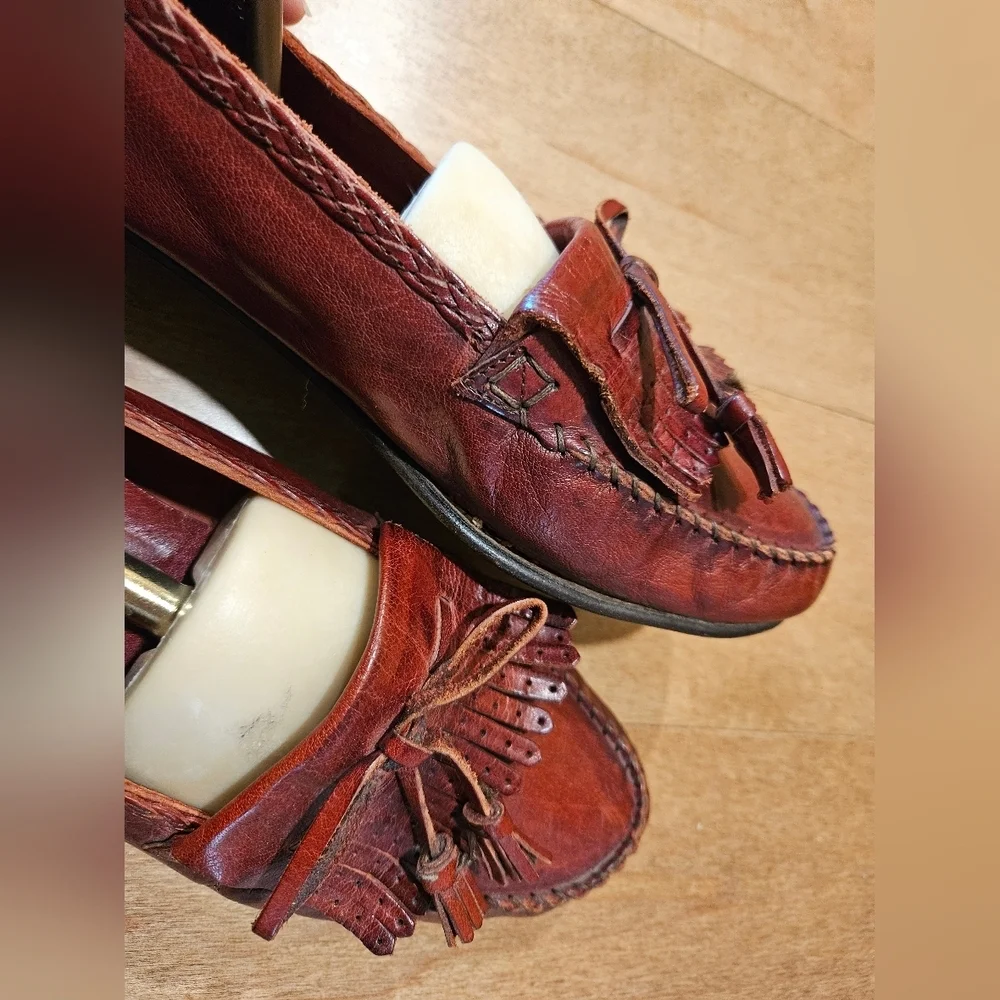 ​COLE HAAN Men’s 10.5 M Burgundy Leather Kiltie Tassel Loafers | Pinch Heritage